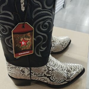 Los Altos Black and White Natural Python Snakeskin Cowboy Boots J Toe Size 11 EE